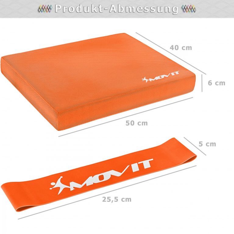 Koordinační podložka / balanční polštář na cvičení + guma na cvičení, oranžová