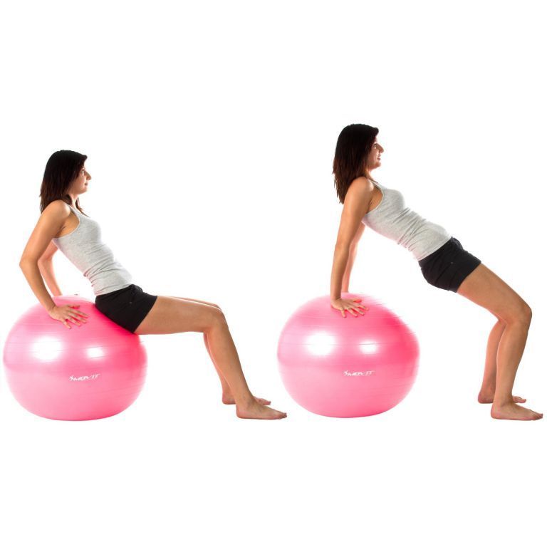 Velký nafukovací gymnastický míč pro sezení / cvičení / rehabilitace, růžový, vč. pumpy, 85 cm