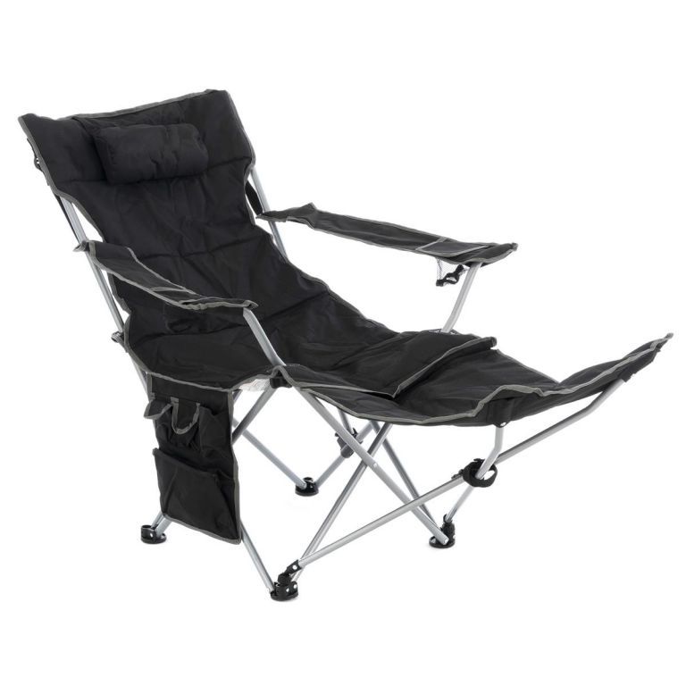 2x pohodlná kempinková židle / kempinkové lehátko 2v1, odnímatelná nožní část, natavitelná, černá