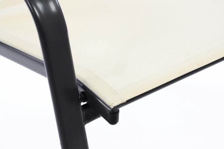 Ocelová zahradní židle s potahem z umělé textile černá / krémová