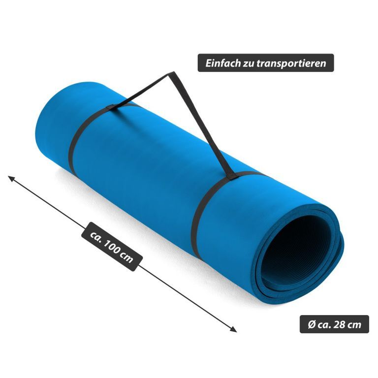 Velká gymnastická podložka pěnová modrá, 190x100 cm, tloušťka 1,5 cm