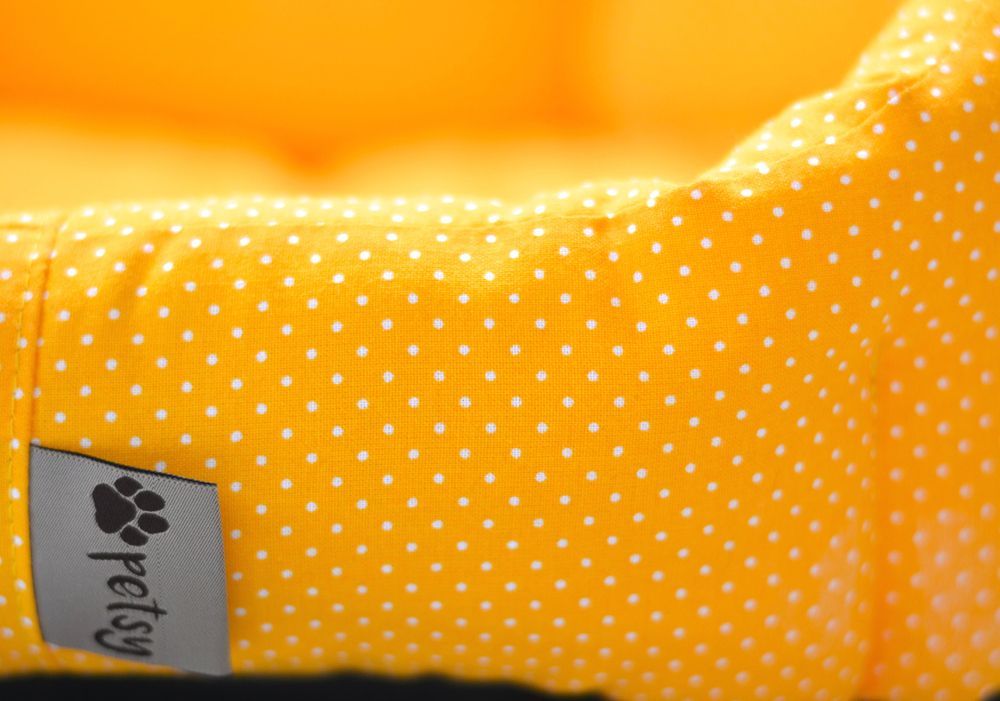 Žlutý psí pelíšek bavlněný s nepromokavým dnem, 50x40 cm