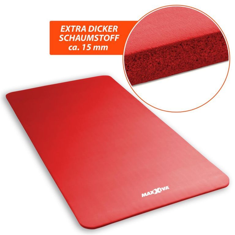 Pěnová protiskluzová gymnastická a fitness podložka červená, 190x100x1,5 cm