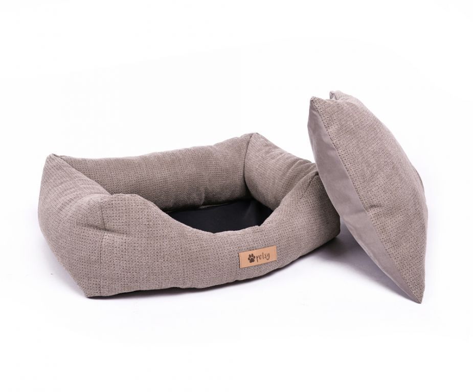 Pelíšek pro psa s vyndavacím vnitřním polštářem, pratelný, béžový, 55x42 cm