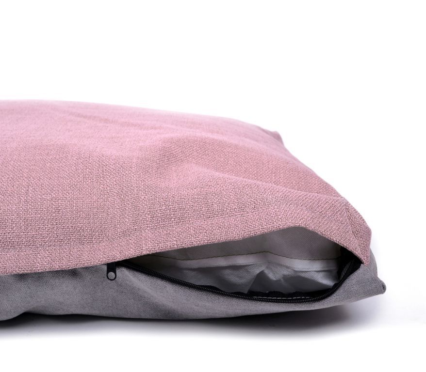 Kvalitní odolný polštář pro psa se snímatelným pratelným potahem na zip, růžová / šedá, 80x60 cm