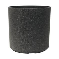 Kulatý květináč plast venkovní + vnitřní, tmavě šedý pískový povrch, mrazuvzdorný, 43x43x43 cm