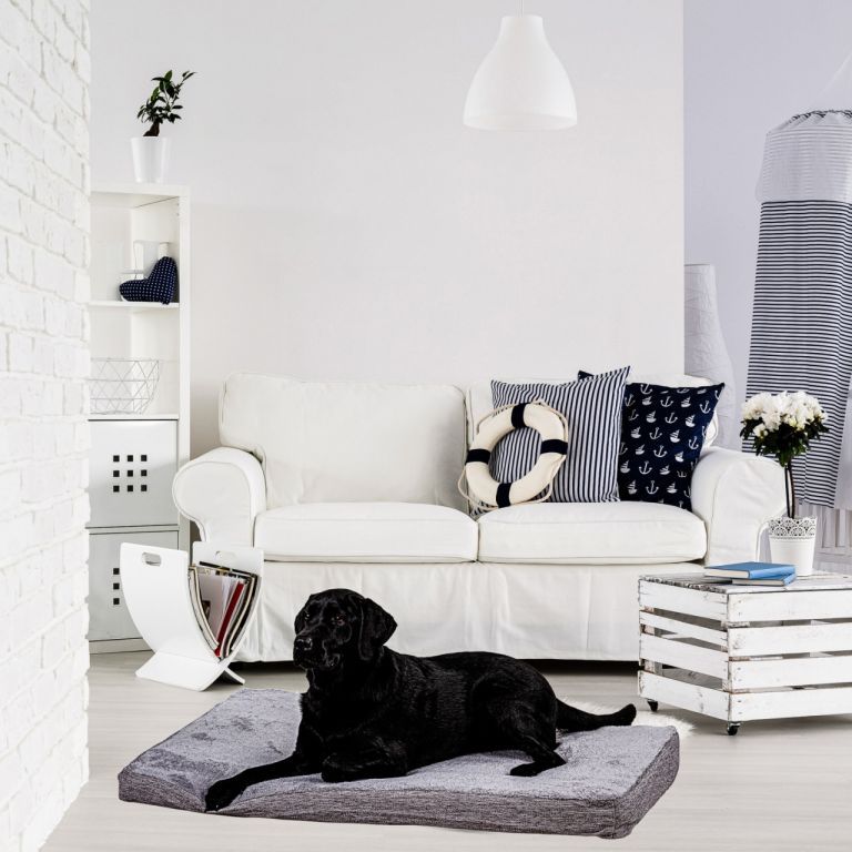 Měkký polštář pro psa se sundavacím pratelným potahem světle šedý, 100x65x10 cm