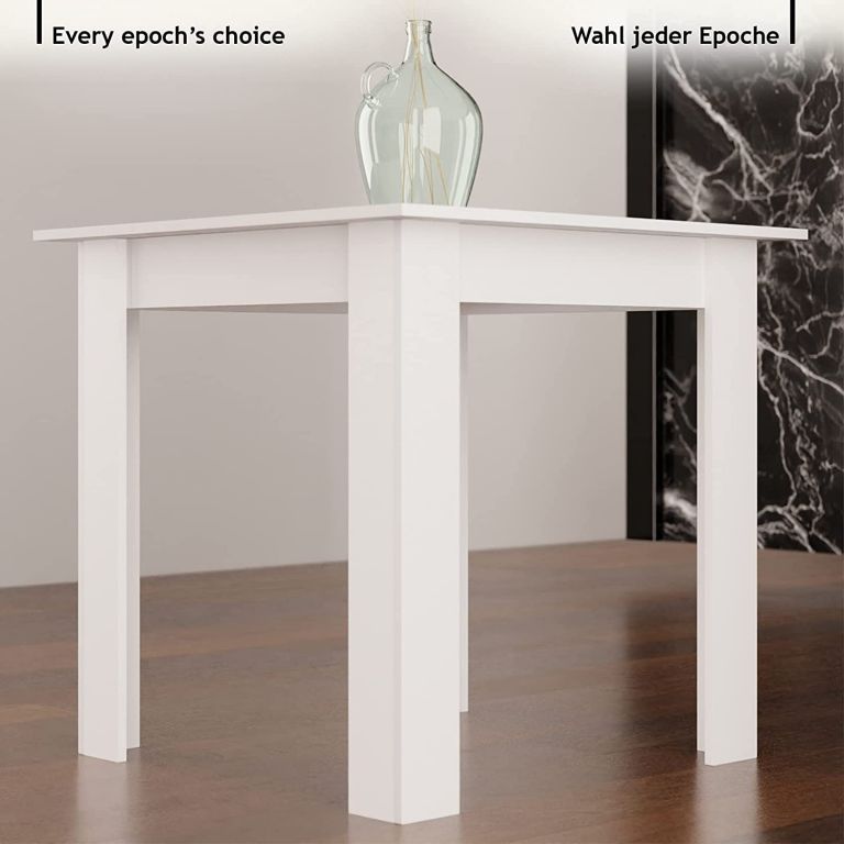 Menší čtvercový jídelní stůl 80x80 cm pro 4 osoby, bílý