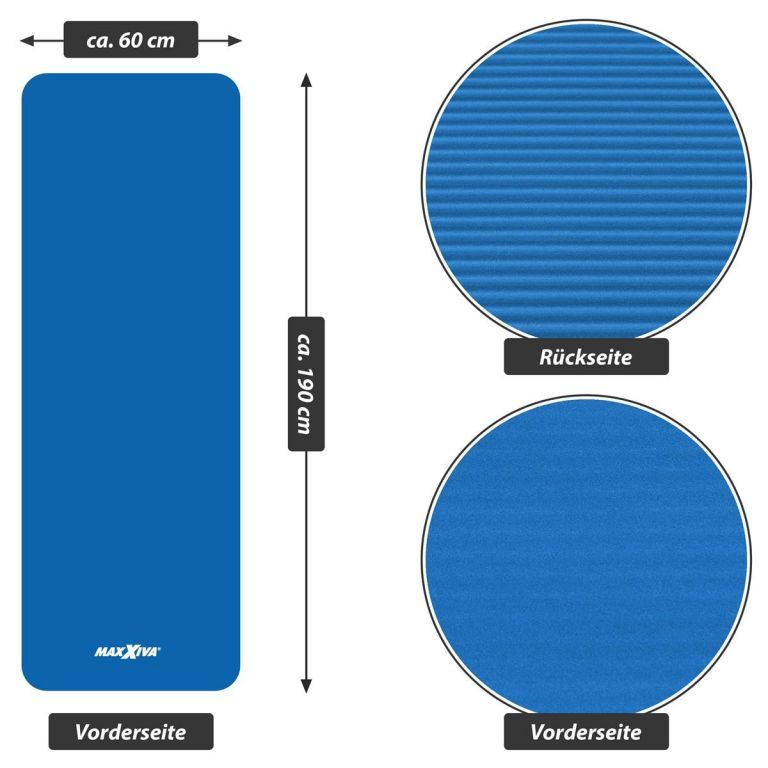 Kvalitní gymnastická a fitness podložka protiskluzová pěna, modrá, 190x60x1,5 cm