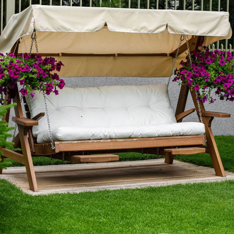 Venkovní polstr na zahradní lavičku / pohovku s opěradlem, silné provedení, antracit, 98x100x8 cm