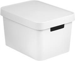 Úložný plastový box s víkem stohovatelný, do bytu / kanceláře / dílny, bílý, 17L, 36x22x27 cm