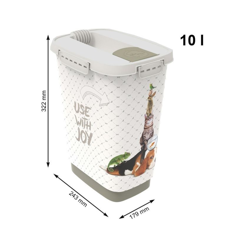 Plastový kontejner na krmivo pro domácí mazlíčky 10 L, 24x17x32 cm