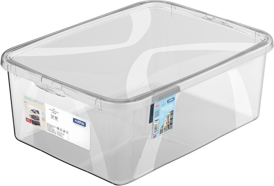Velký úložný plastový box průhledný s víkem, 10 L, 27x13x36 cm