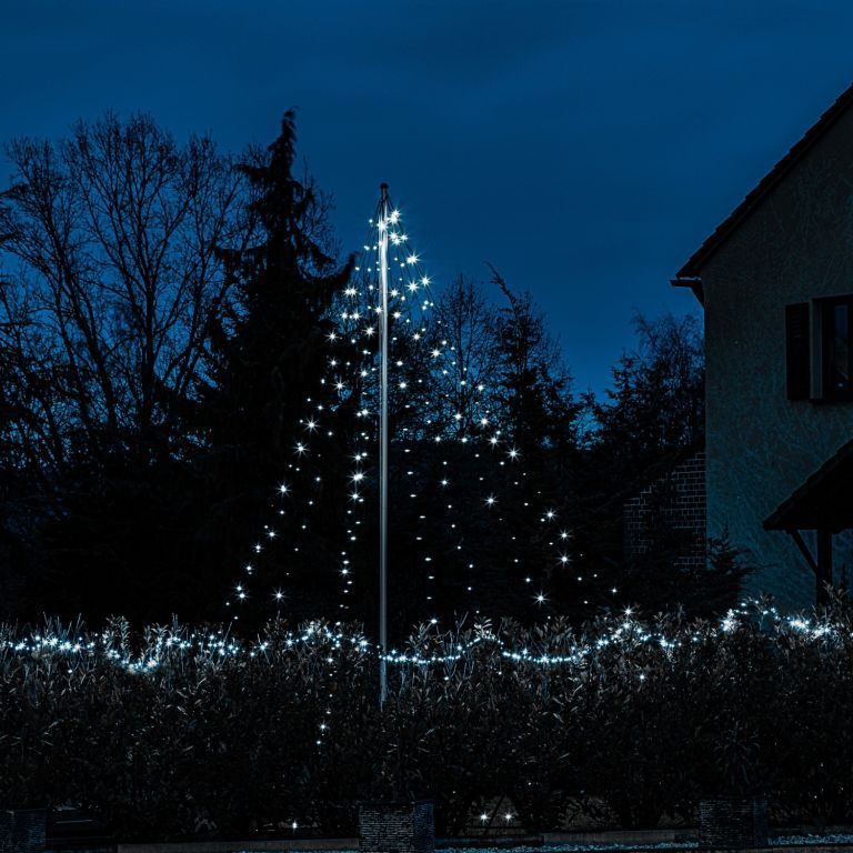 Velký světelný kužel vánoční venkovní ze řetězů studeně bílý 360 LED diod, svícení + blikání, DO, 8 m