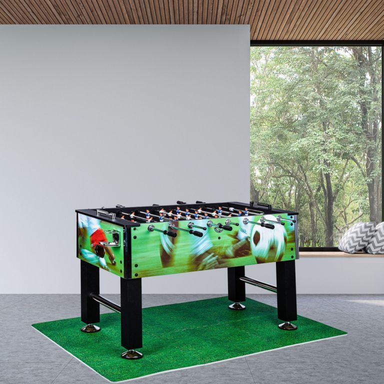 Profi fotbálek stolní s potiskem fotbal zelená / černá, 140x73x87 cm