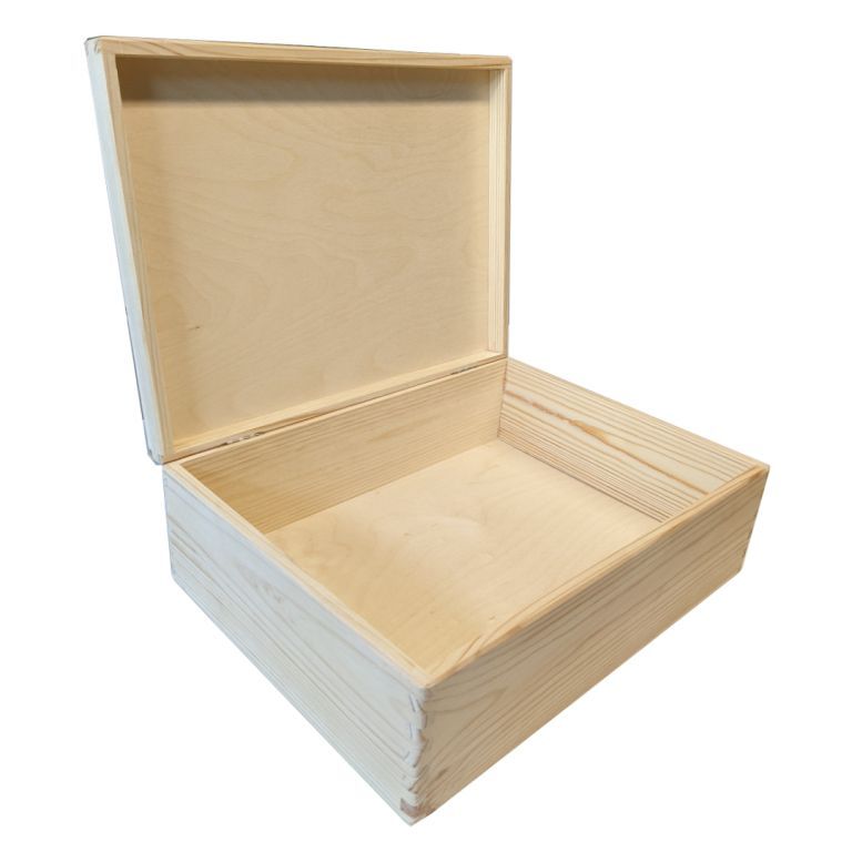 Dřevěný úložný box s otevíracím víkem masiv borovice 40x30x13 cm