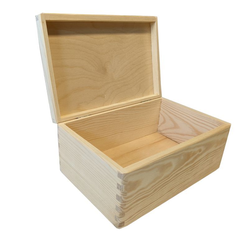 Dřevěný úložný box s otevíracím víkem masiv borovice 30x20x13,5 cm