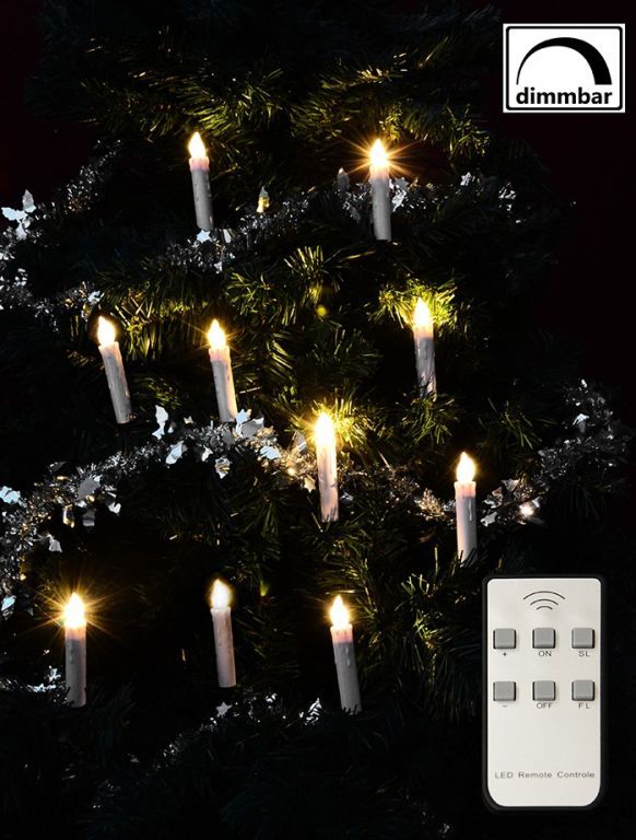 Bezdrátové retro svíčky na vánoční stromeček bateriové led 10 ks, dálkové ovládání, bílé