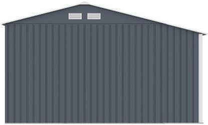 Šedý kovový zahradní domek s přístřeškem na dřevo 342x191x202 cm