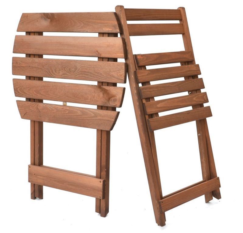 Malý skládací set balkonového nábytku dřevěný tmavě hnědý, pro 2