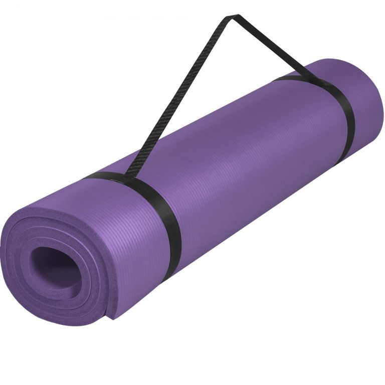 Široká podložka na jógu a cvičení protiskluzová 190x100 cm, fialová