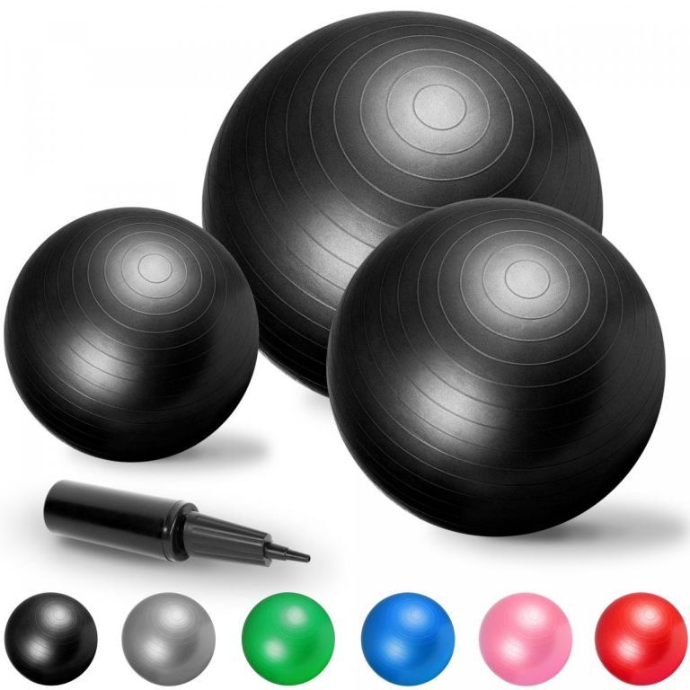 Velký gymnastický míč na cvičení nafukovací s pumpičkou černý, průměr 75 cm