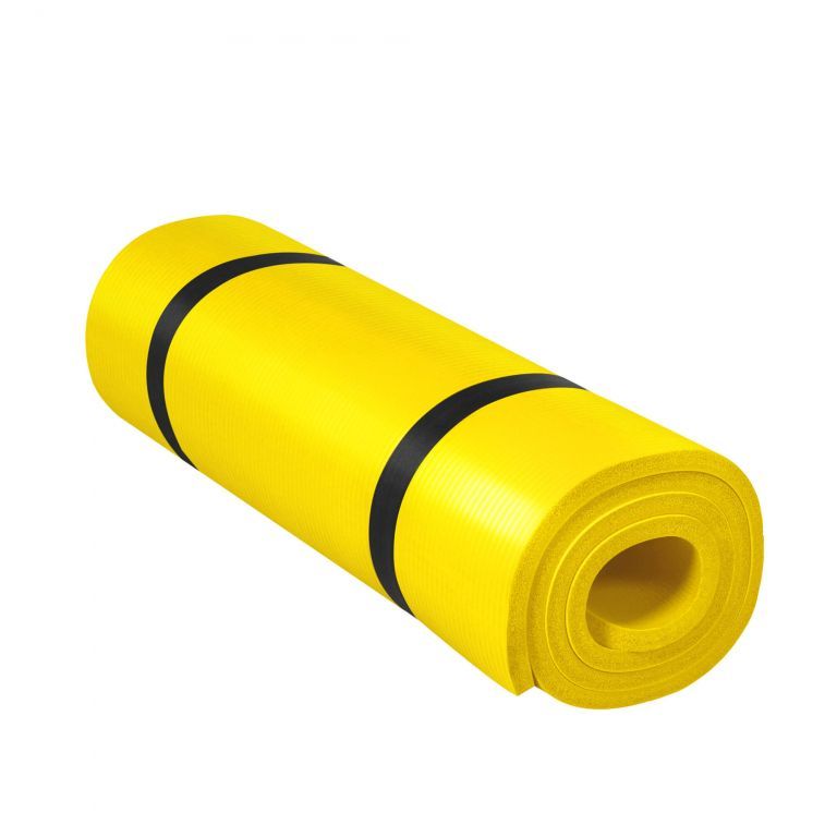 Žlutá podložka na cvičení / jógu, neklouzavá, pěnová, 190x60 cm