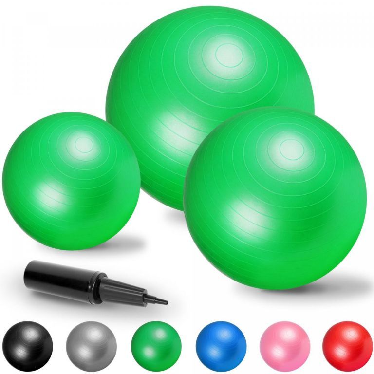 Velký gymnastický míč na cvičení nafukovací s pumpičkou zelený, průměr 65 cm