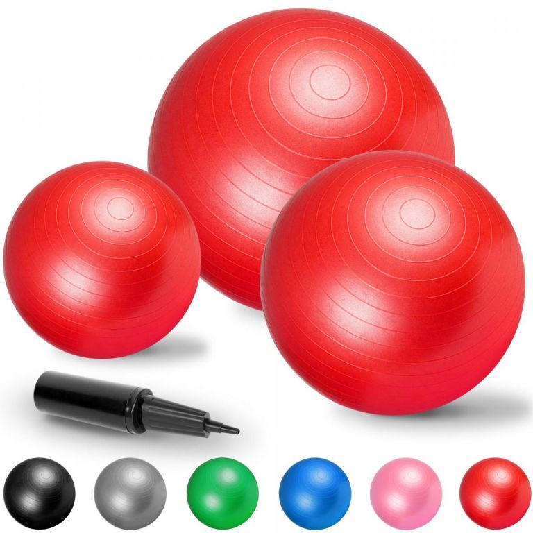 Velký gymnastický míč na cvičení nafukovací s pumpičkou červený, průměr 75 cm