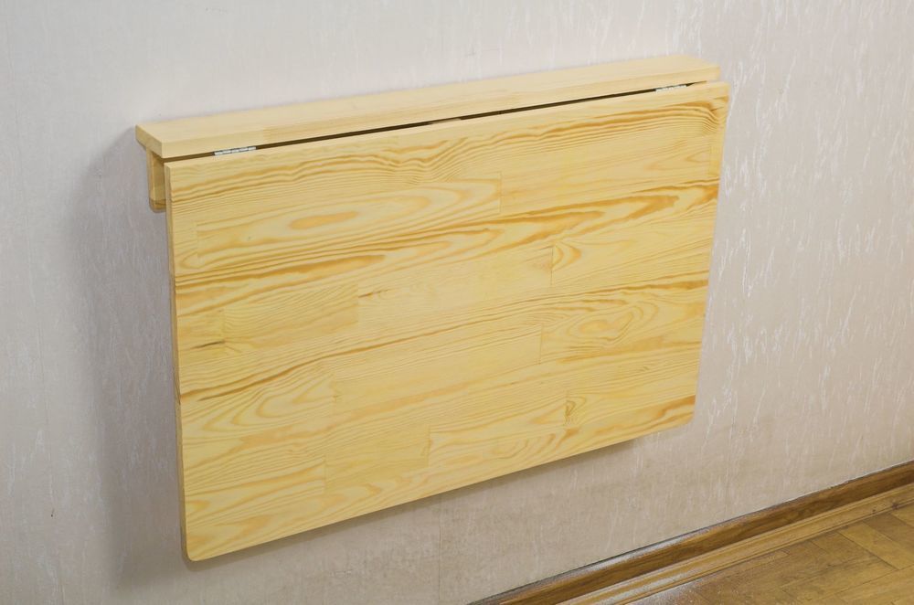 Skládací stůl na stěnu dřevěný- masiv borovice, na terasu / balkon, 79x59 cm