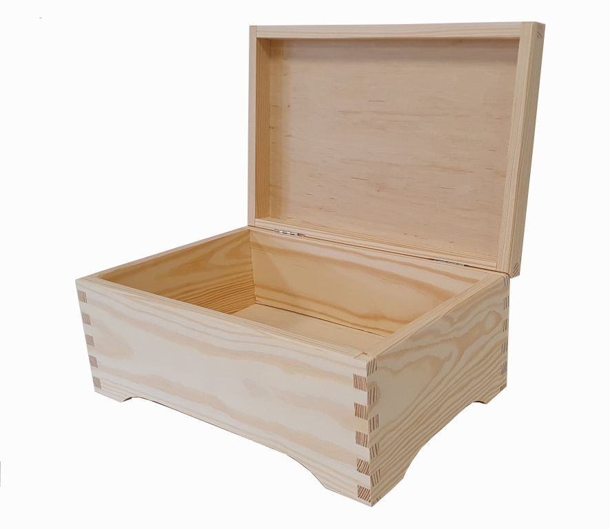 Dřevěný úložný box s víkem masivní dřevo nelakované, 30x20x13 cm