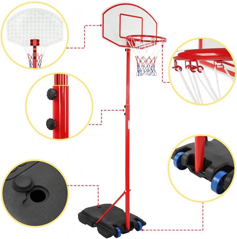 Venkovní basketbalový koš s podstavcem výškově nastavitelný 148-236 cm