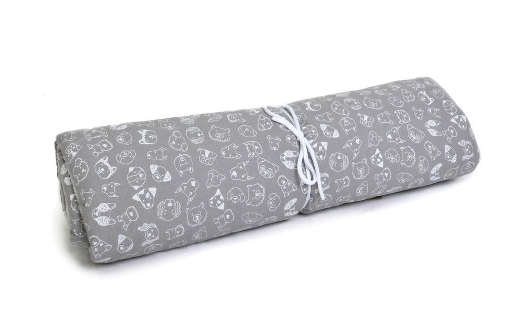 Zateplená cestovní deka pro zvířata, oboustranná, šedá + puntíky, 90x65 cm