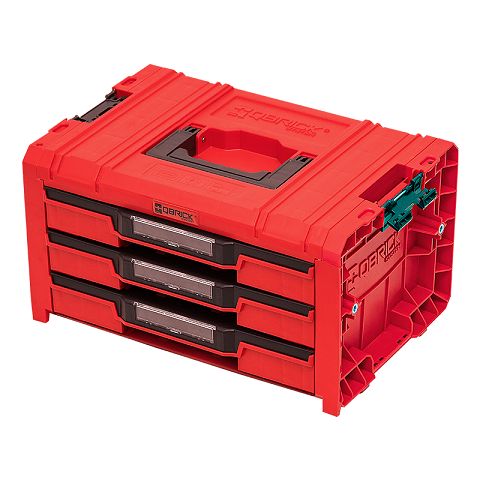 Plastový organizér- přenosný kufr se šuplíky do dílny / na stavbu, červený, 45x31x24 cm