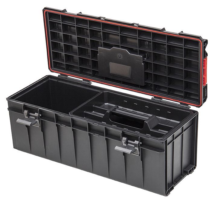Kvalitní plastový kufr na nářadí, těsnění ve víku, černý, 67x28x28,5 cm