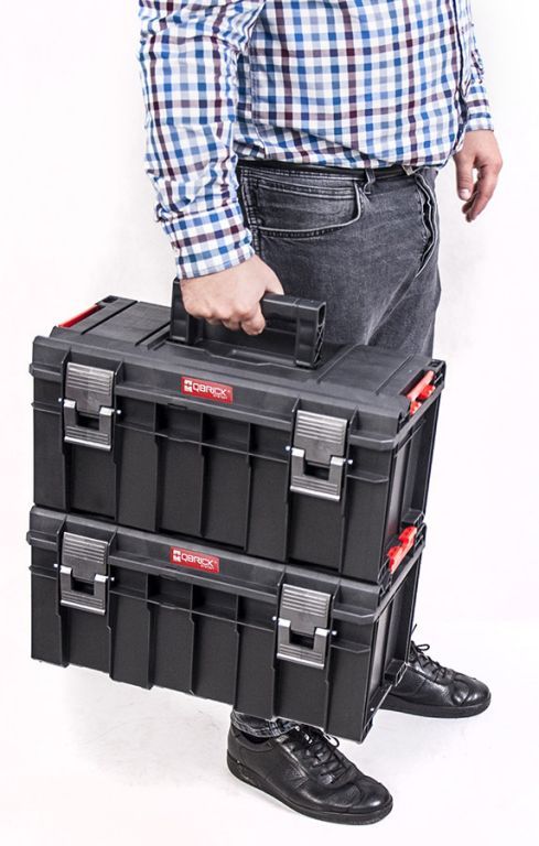 Kvalitní plastový kufr na nářadí, těsnění ve víku, černý, 47x27x25 cm