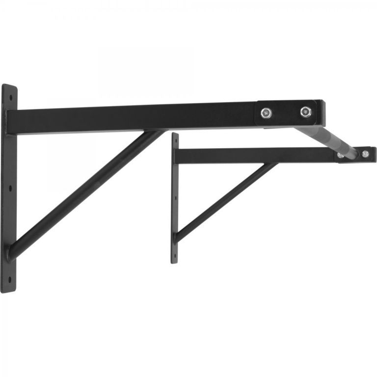 Kovová hrazda (vzpěračská tyč) pro montáž na zeď, černá, 121x61x40 cm