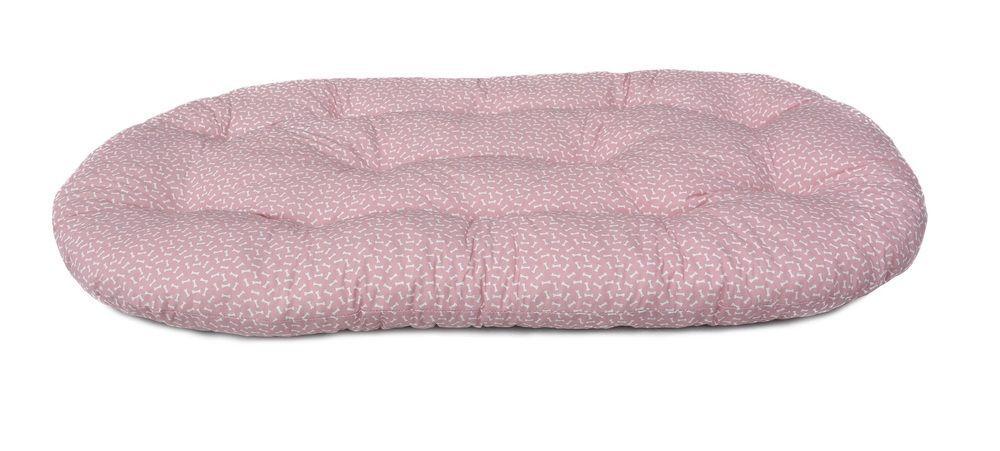 Oválný polštář pro velké psy růžový + potisk kostičky, 120x70x13 cm