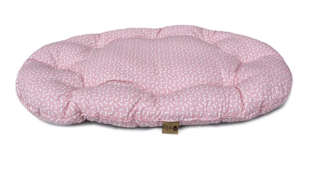 Měkký polštář pro psy oválný, bavlna + výplň duté vlákno, růžový, 80x50x8 cm