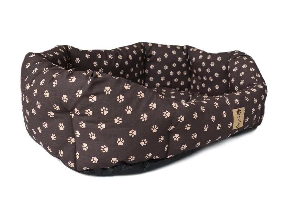 Tmavě hnědý pelíšek pro psa bavlněný, nepromokavé dno, 50x40x17 cm