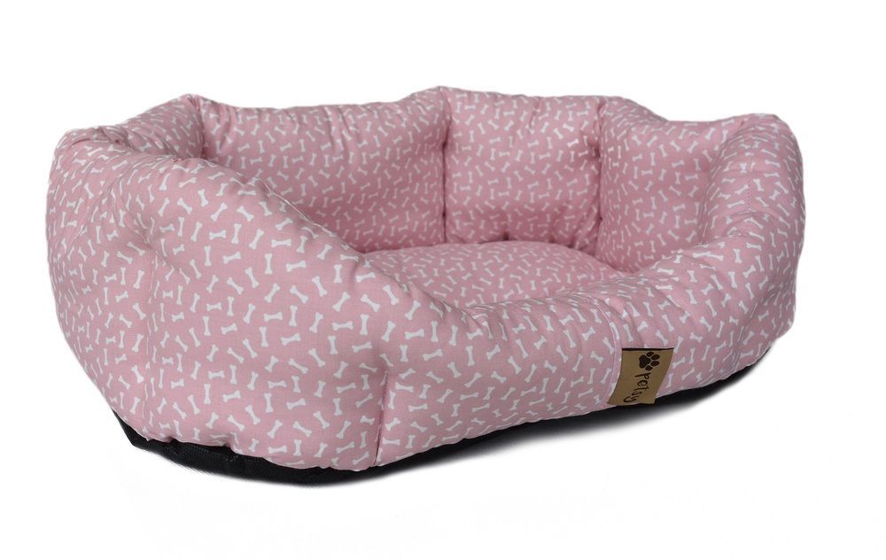 Růžový pelíšek pro psa bavlněný, nepromokavé dno, 50x40x17 cm
