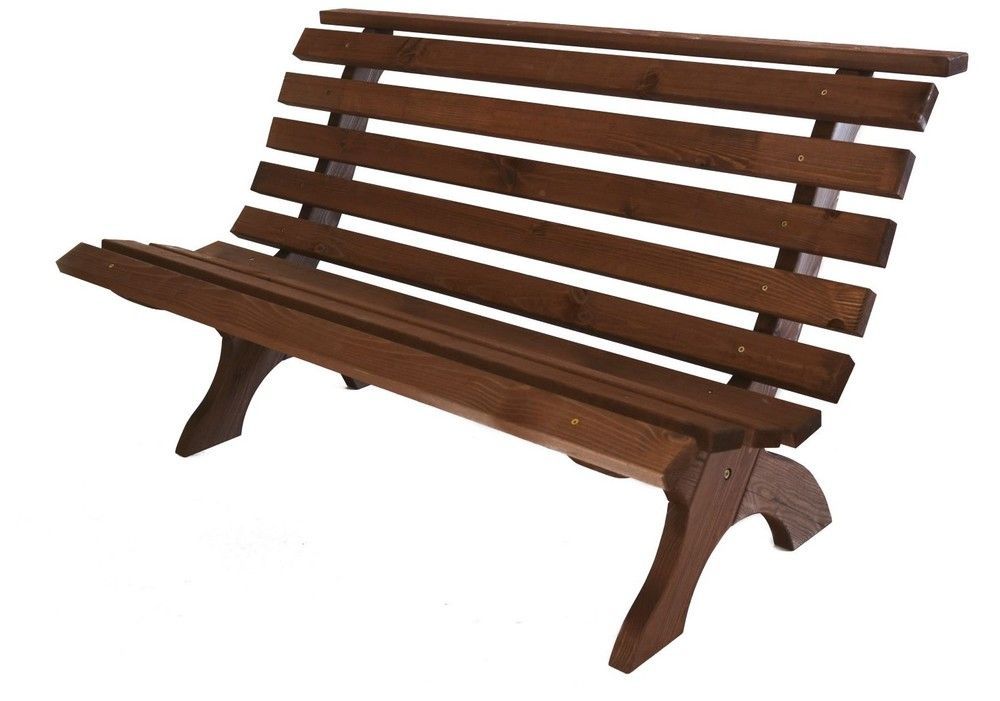 Klasická dřevěná zahradní lavice v retro stylu, mořená borovice, tmavě hnědá, 150 cm