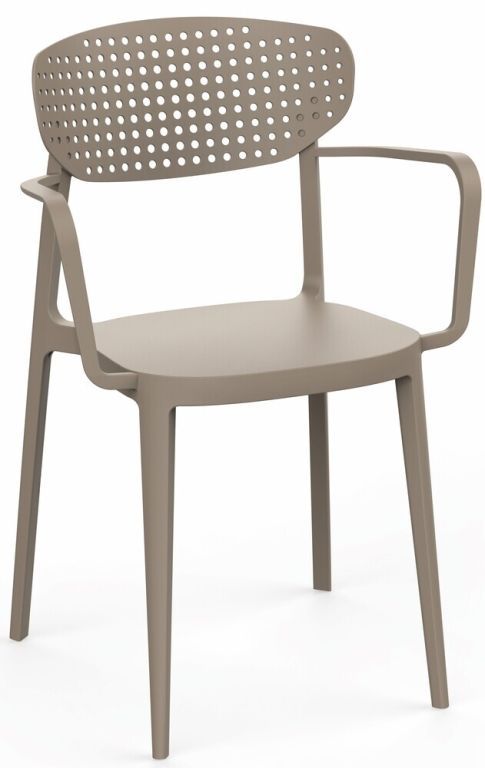 Moderní plastová židle do 150 kg venkovní + vnitřní, taupe (béžová)