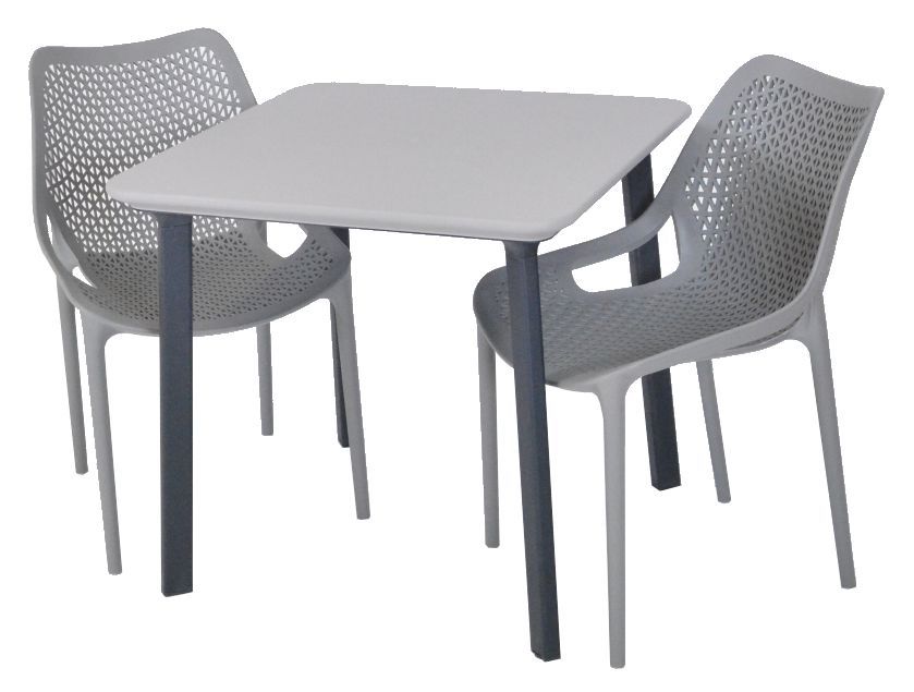 Malý čtvercový jídelní stůl pro 4 osoby plastový venkovní, grafit, 77x77 cm