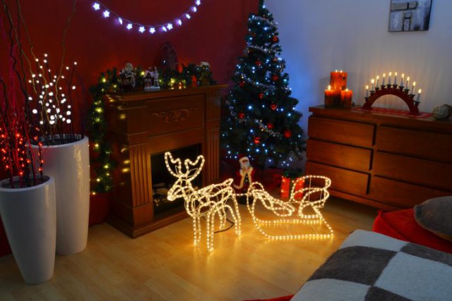 Svítící vánoční sob - světelná dekorace, 122cm